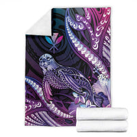 Hawaiian Monk Seal Blanket Kakau Tribal Pattern Violet Gradient LT05 - Polynesian Pride