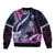 Hawaiian Monk Seal Bomber Jacket Kakau Tribal Pattern Violet Gradient