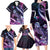 Hawaiian Monk Seal Family Matching Long Sleeve Bodycon Dress and Hawaiian Shirt Kakau Tribal Pattern Violet Gradient