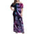 Hawaiian Monk Seal Family Matching Off Shoulder Maxi Dress and Hawaiian Shirt Kakau Tribal Pattern Violet Gradient