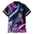 Hawaiian Monk Seal Family Matching Off Shoulder Short Dress and Hawaiian Shirt Kakau Tribal Pattern Violet Gradient