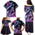 Hawaiian Monk Seal Family Matching Puletasi and Hawaiian Shirt Kakau Tribal Pattern Violet Gradient