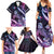 Hawaiian Monk Seal Family Matching Summer Maxi Dress and Hawaiian Shirt Kakau Tribal Pattern Violet Gradient