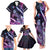 Hawaiian Monk Seal Family Matching Tank Maxi Dress and Hawaiian Shirt Kakau Tribal Pattern Violet Gradient