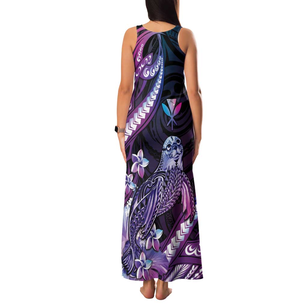 Hawaiian Monk Seal Family Matching Tank Maxi Dress and Hawaiian Shirt Kakau Tribal Pattern Violet Gradient LT05 - Polynesian Pride
