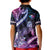 Hawaiian Monk Seal Kid Polo Shirt Kakau Tribal Pattern Violet Gradient