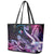 Hawaiian Monk Seal Leather Tote Bag Kakau Tribal Pattern Violet Gradient