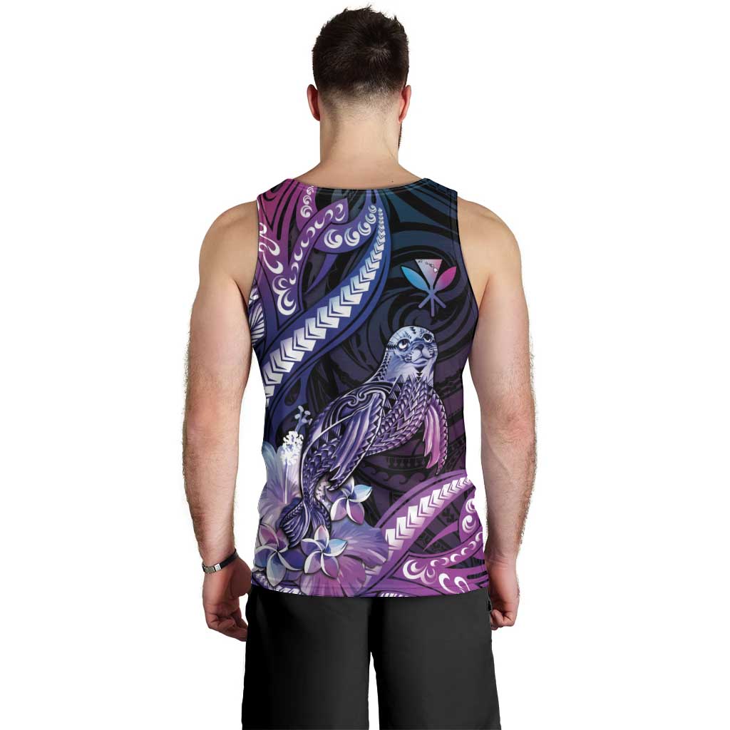 Hawaiian Monk Seal Men Tank Top Kakau Tribal Pattern Violet Gradient LT05 - Polynesian Pride