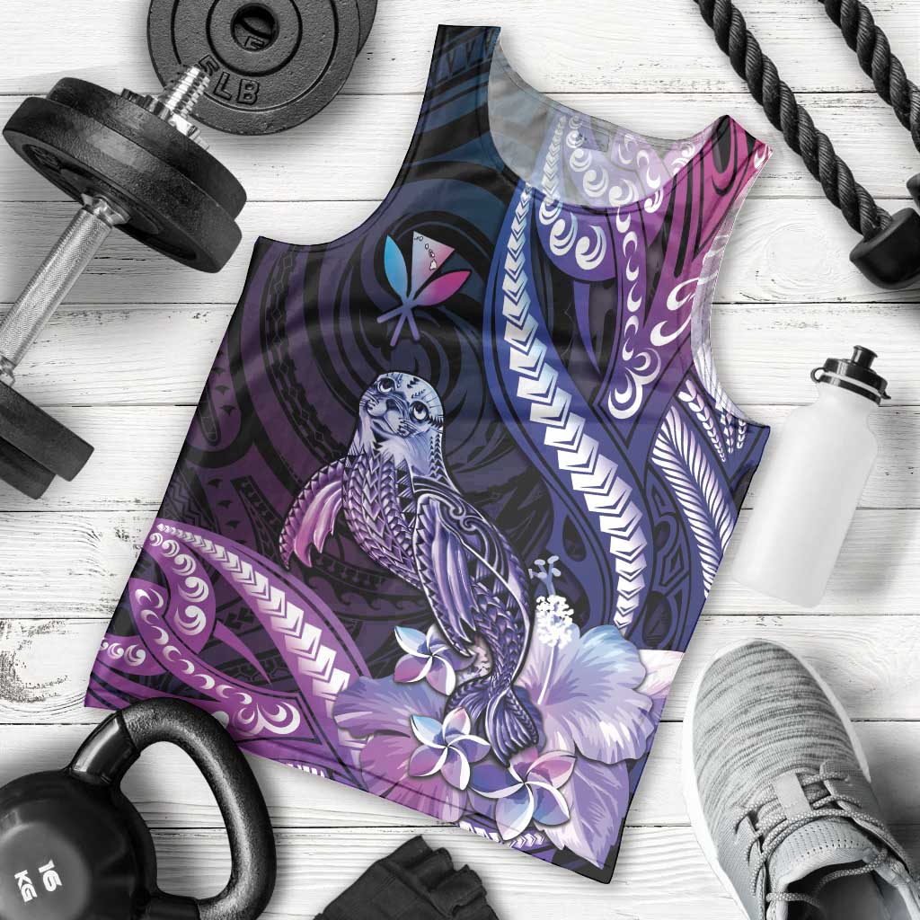 Hawaiian Monk Seal Men Tank Top Kakau Tribal Pattern Violet Gradient LT05 - Polynesian Pride
