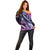 Hawaiian Monk Seal Off Shoulder Sweater Kakau Tribal Pattern Violet Gradient