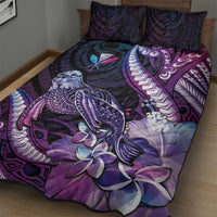 Hawaiian Monk Seal Quilt Bed Set Kakau Tribal Pattern Violet Gradient