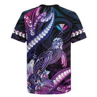 Hawaiian Monk Seal Rugby Jersey Kakau Tribal Pattern Violet Gradient LT05 - Polynesian Pride