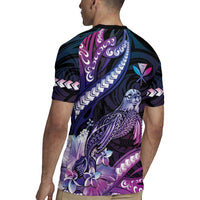 Hawaiian Monk Seal Rugby Jersey Kakau Tribal Pattern Violet Gradient LT05 - Polynesian Pride
