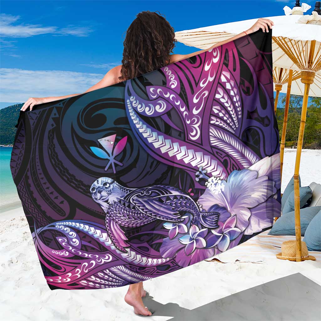 Hawaiian Monk Seal Sarong Kakau Tribal Pattern Violet Gradient