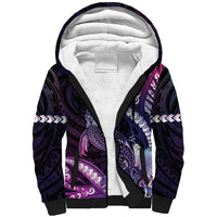 Hawaiian Monk Seal Sherpa Hoodie Kakau Tribal Pattern Violet Gradient LT05 Unisex Violet - Polynesian Pride