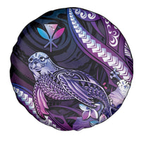 Hawaiian Monk Seal Spare Tire Cover Kakau Tribal Pattern Violet Gradient LT05 - Polynesian Pride