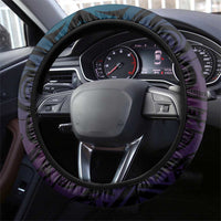 Hawaiian Monk Seal Steering Wheel Cover Kakau Tribal Pattern Violet Gradient