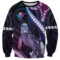 Hawaiian Monk Seal Sweatshirt Kakau Tribal Pattern Violet Gradient LT05 Unisex Violet - Polynesian Pride
