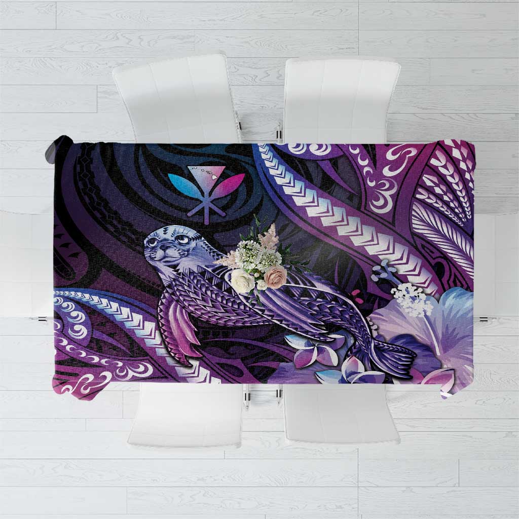 Hawaiian Monk Seal Tablecloth Kakau Tribal Pattern Violet Gradient LT05 Violet - Polynesian Pride