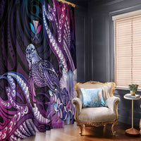 Hawaiian Monk Seal Window Curtain Kakau Tribal Pattern Violet Gradient LT05 - Polynesian Pride