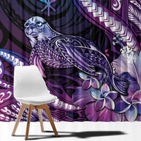 Hawaiian Monk Seal Window Curtain Kakau Tribal Pattern Violet Gradient LT05 - Polynesian Pride