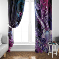 Hawaiian Monk Seal Window Curtain Kakau Tribal Pattern Violet Gradient LT05 - Polynesian Pride