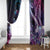 Hawaiian Monk Seal Window Curtain Kakau Tribal Pattern Violet Gradient