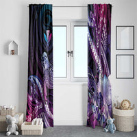 Hawaiian Monk Seal Window Curtain Kakau Tribal Pattern Violet Gradient LT05 - Polynesian Pride