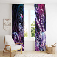 Hawaiian Monk Seal Window Curtain Kakau Tribal Pattern Violet Gradient LT05 - Polynesian Pride