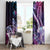 Hawaiian Monk Seal Window Curtain Kakau Tribal Pattern Violet Gradient