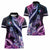 Hawaiian Monk Seal Women Polo Shirt Kakau Tribal Pattern Violet Gradient