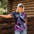 Hawaiian Monk Seal Women Polo Shirt Kakau Tribal Pattern Violet Gradient