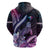 Hawaiian Monk Seal Zip Hoodie Kakau Tribal Pattern Violet Gradient