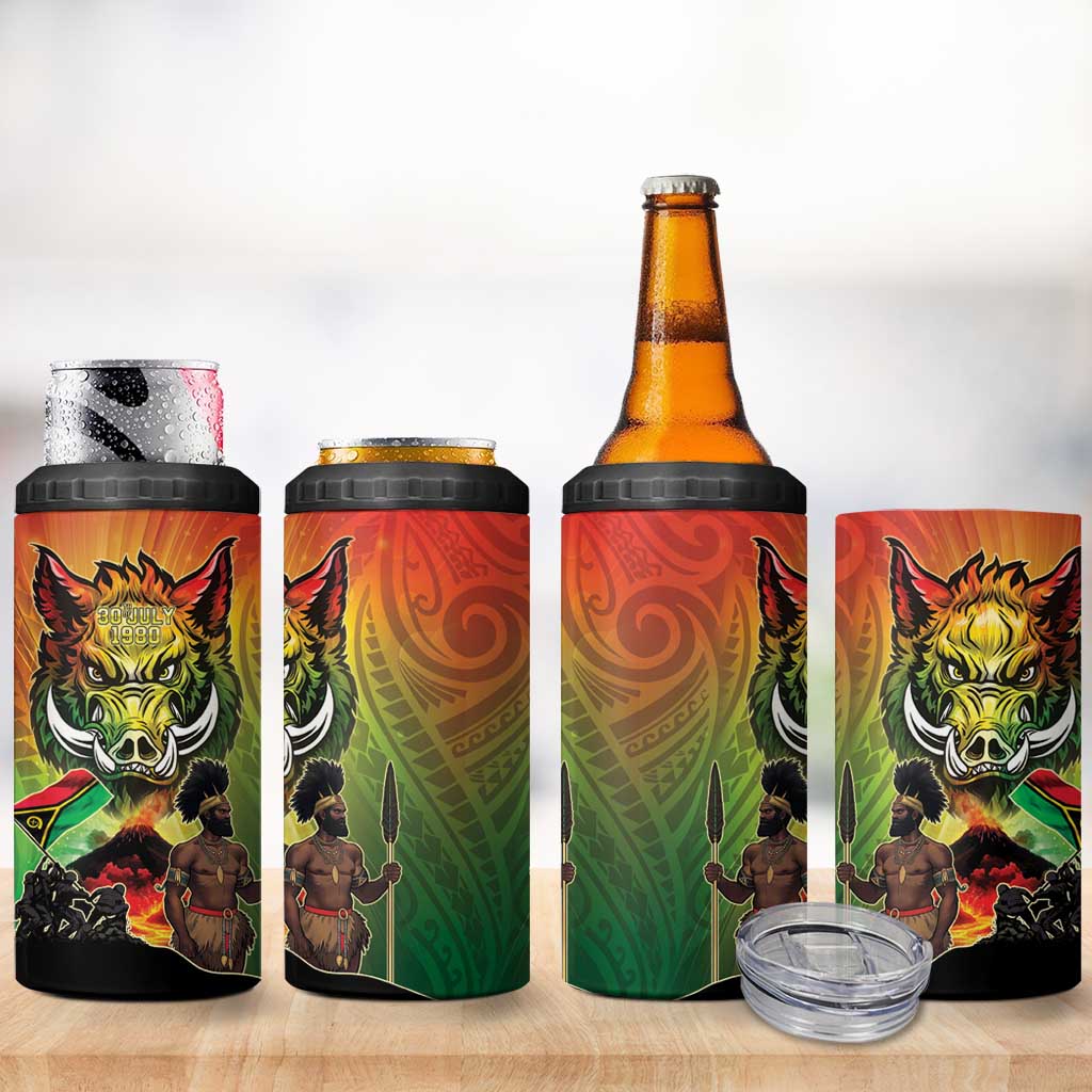 Vanuatu July 30th 1980 4 in 1 Can Cooler Tumbler Happy Independence Day LT05 - Polynesian Pride