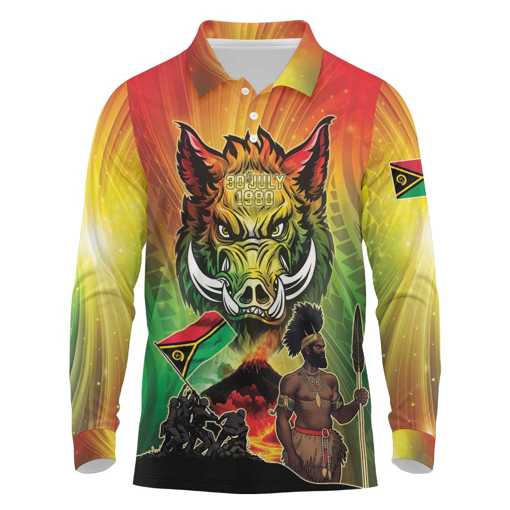 Vanuatu July 30th 1980 Long Sleeve Polo Shirt Happy Independence Day - Polynesian Pride
