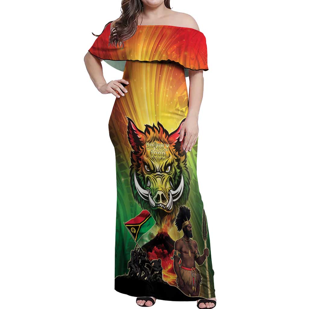 Vanuatu July 30th 1980 Off Shoulder Maxi Dress Happy Independence Day - Polynesian Pride