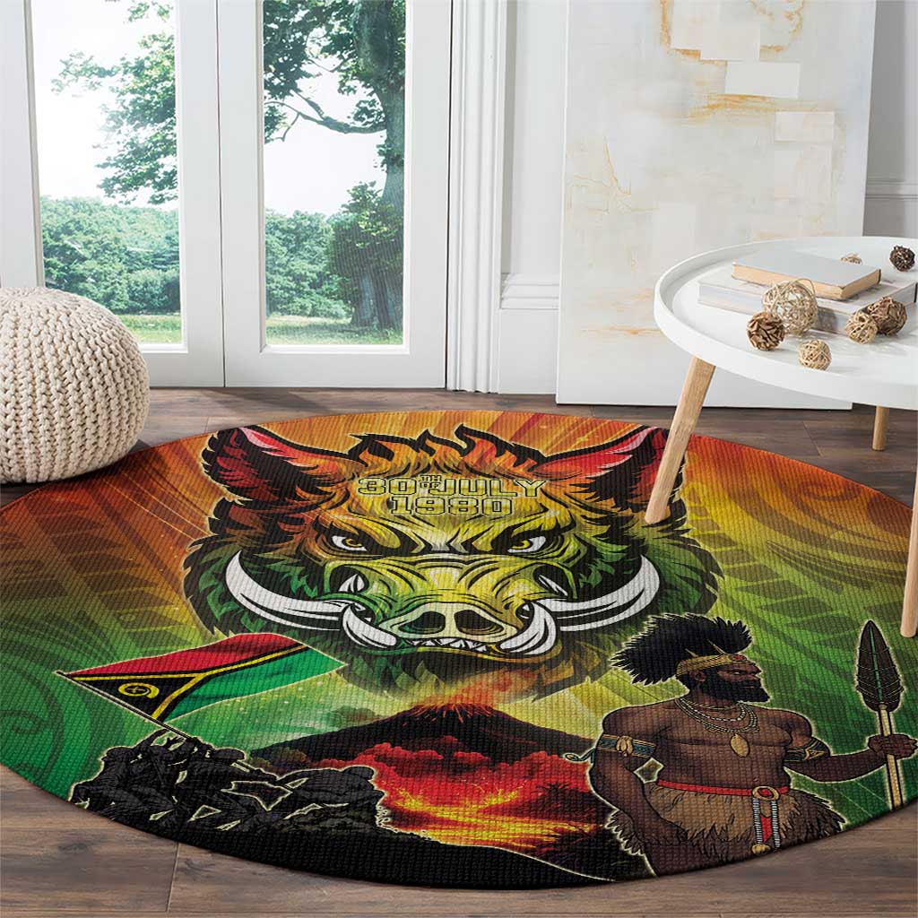 Vanuatu July 30th 1980 Round Carpet Happy Independence Day - Polynesian Pride