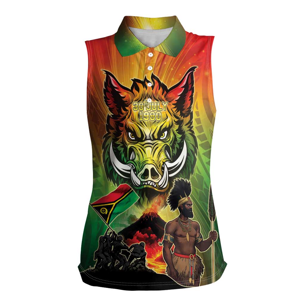 Vanuatu July 30th 1980 Women Sleeveless Polo Shirt Happy Independence Day - Polynesian Pride