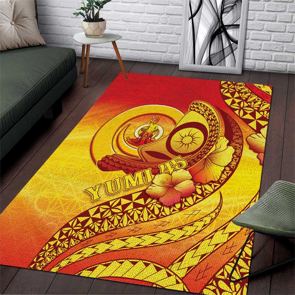 Vanuatu 45 Yia Indipendens Anivesari Area Rug Tamtam Drum With Boar Tusk - Polynesian Pride