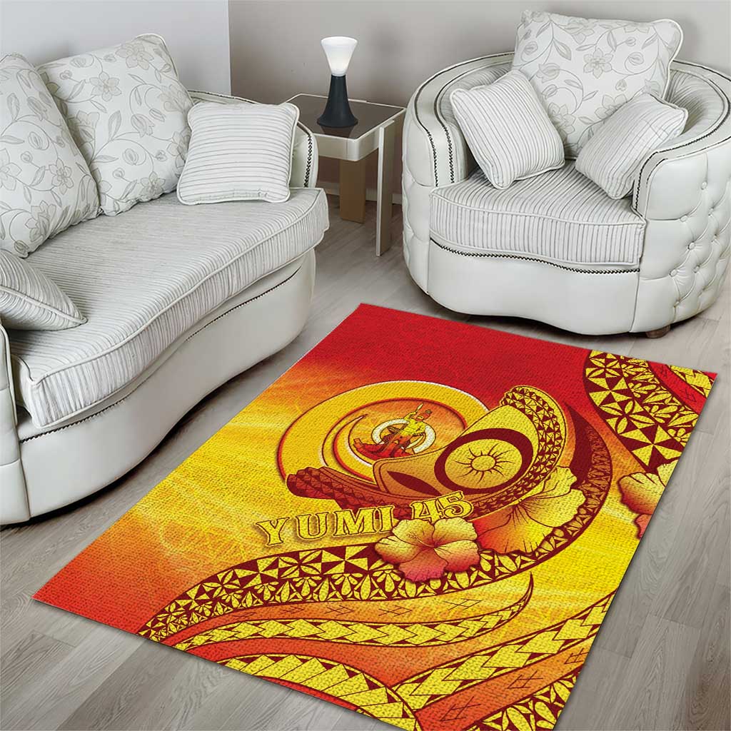 Vanuatu 45 Yia Indipendens Anivesari Area Rug Tamtam Drum With Boar Tusk - Polynesian Pride