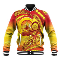 Vanuatu 45 Yia Indipendens Anivesari Baseball Jacket Tamtam Drum With Boar Tusk LT05 Unisex Yellow - Polynesian Pride