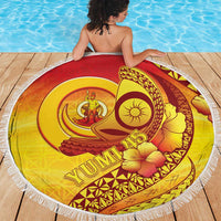 Vanuatu 45 Yia Indipendens Anivesari Beach Blanket Tamtam Drum With Boar Tusk LT05 - Polynesian Pride