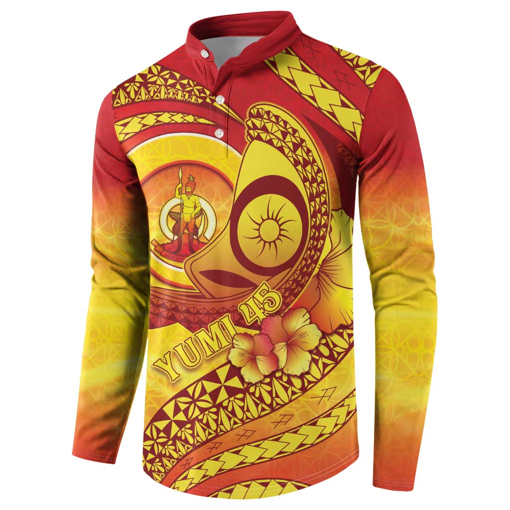 Vanuatu 45 Yia Indipendens Anivesari Button Sweatshirt Tamtam Drum With Boar Tusk LT05 - Polynesian Pride