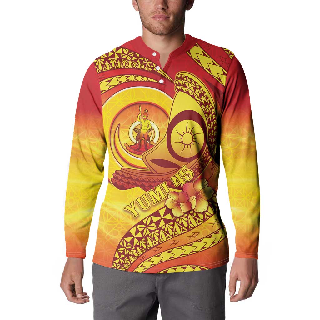 Vanuatu 45 Yia Indipendens Anivesari Button Sweatshirt Tamtam Drum With Boar Tusk LT05 - Polynesian Pride