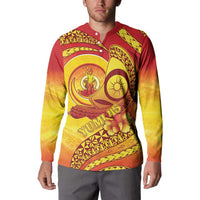 Vanuatu 45 Yia Indipendens Anivesari Button Sweatshirt Tamtam Drum With Boar Tusk LT05 - Polynesian Pride