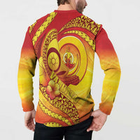 Vanuatu 45 Yia Indipendens Anivesari Button Sweatshirt Tamtam Drum With Boar Tusk LT05 - Polynesian Pride