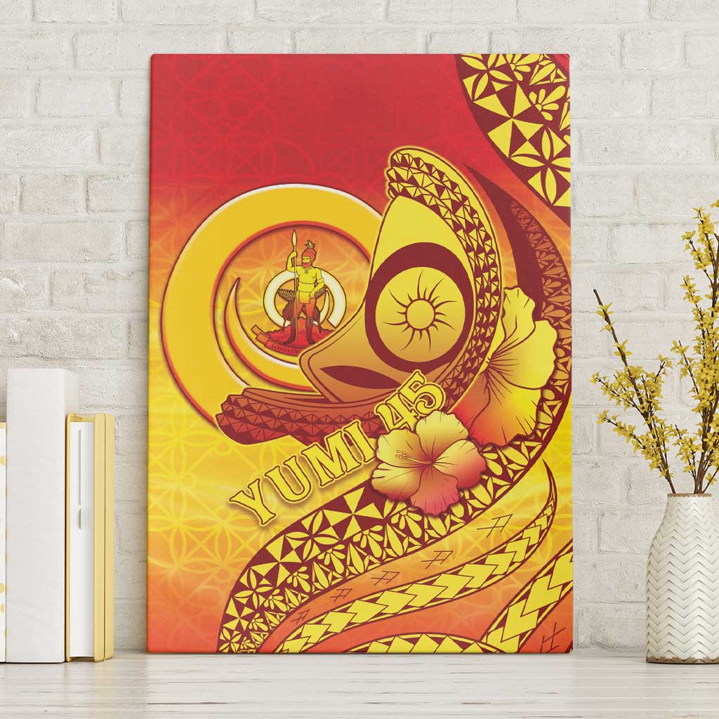 Vanuatu 45 Yia Indipendens Anivesari Canvas Wall Art Tamtam Drum With Boar Tusk LT05 Without Frame Yellow - Polynesian Pride