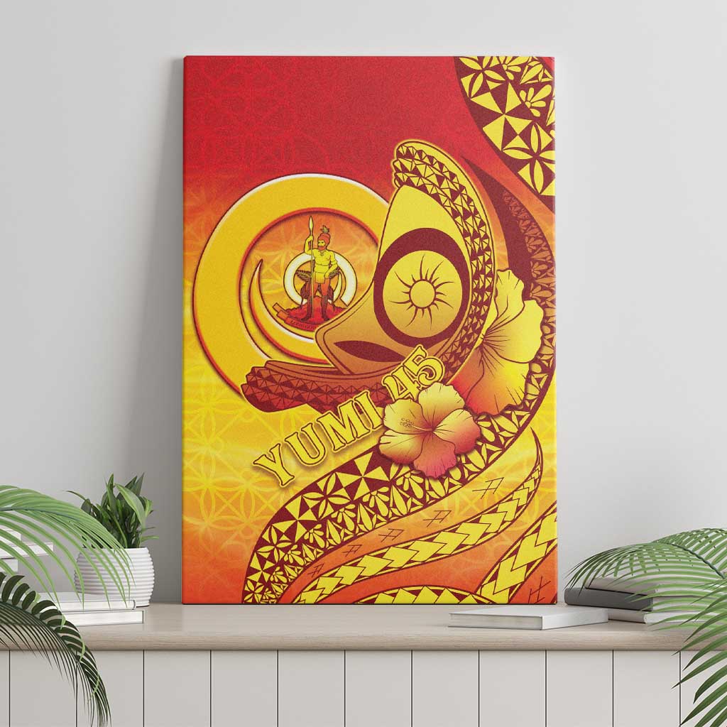 Vanuatu 45 Yia Indipendens Anivesari Canvas Wall Art Tamtam Drum With Boar Tusk LT05 - Polynesian Pride