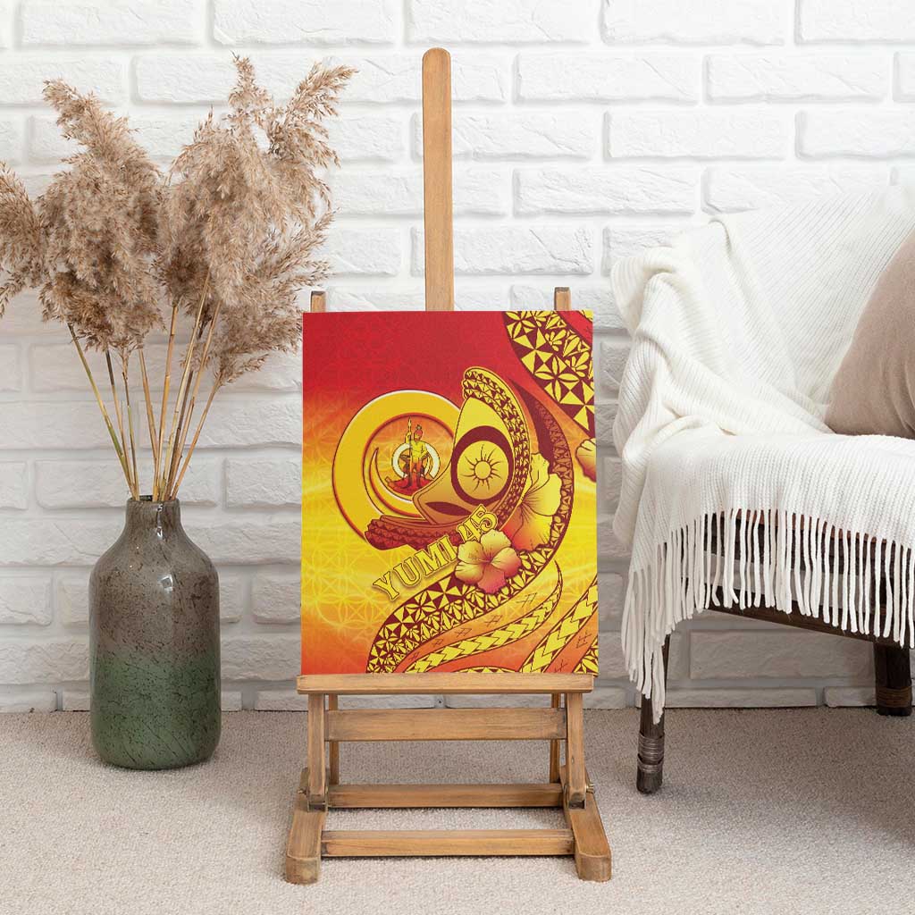 Vanuatu 45 Yia Indipendens Anivesari Canvas Wall Art Tamtam Drum With Boar Tusk LT05 - Polynesian Pride