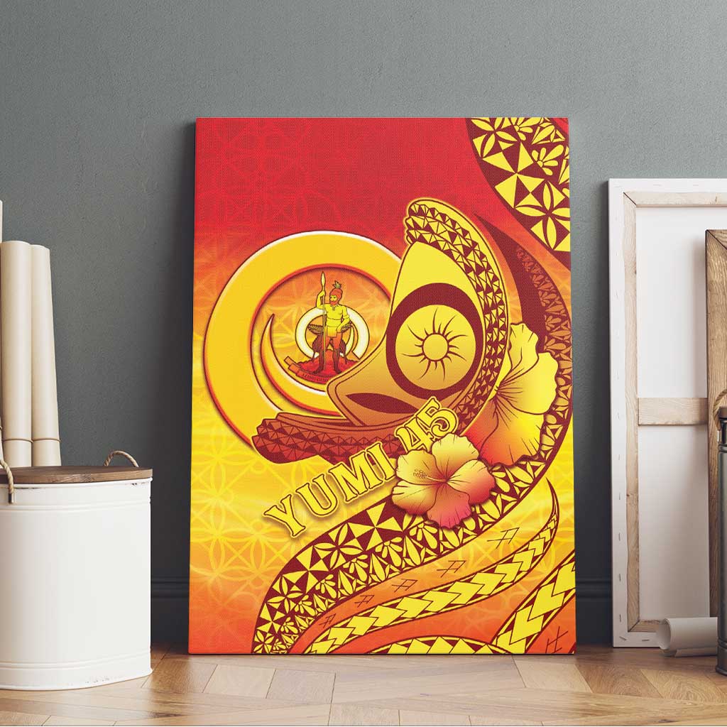 Vanuatu 45 Yia Indipendens Anivesari Canvas Wall Art Tamtam Drum With Boar Tusk LT05 - Polynesian Pride